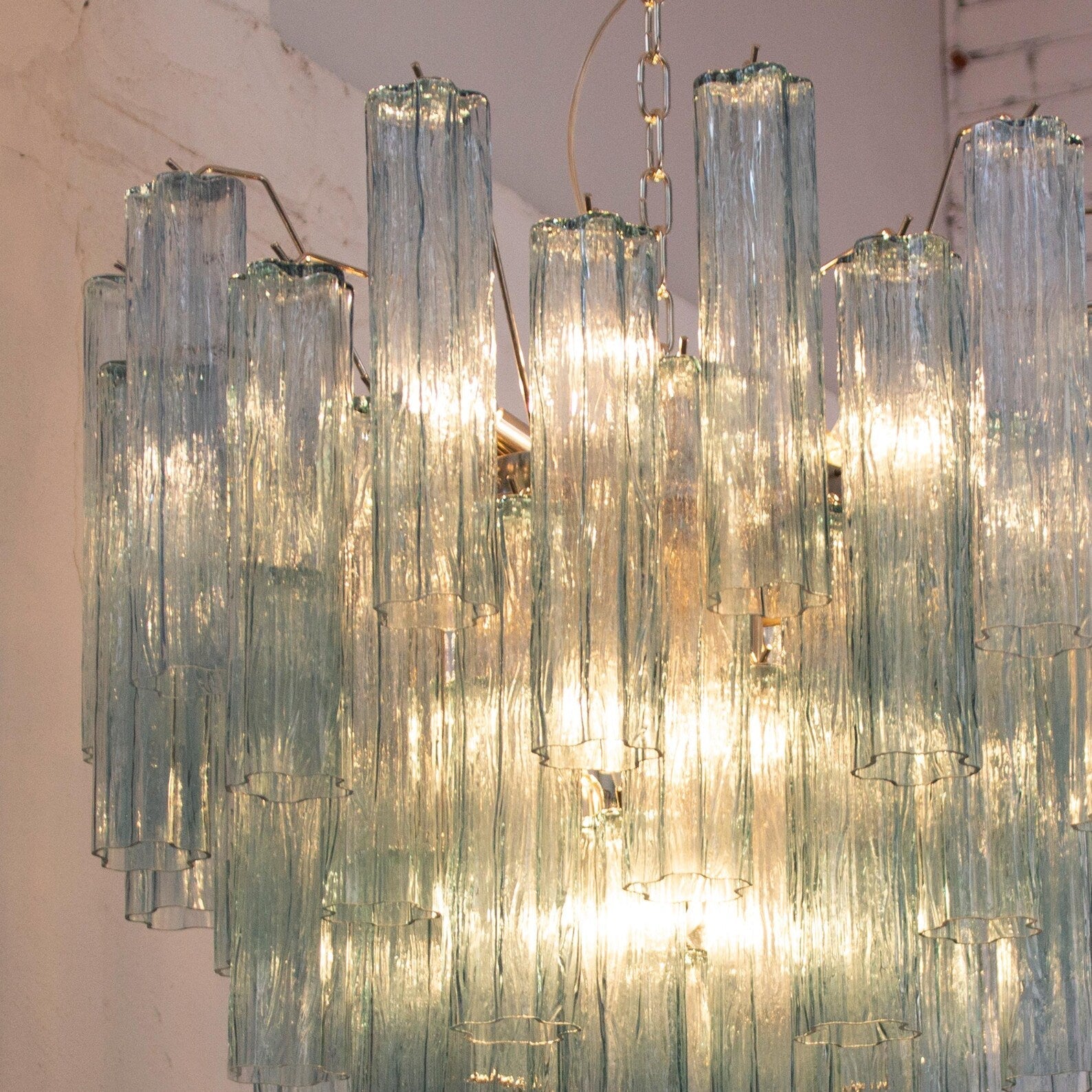 Murano Blue Tronchi Chandelier Ø70 - 56 Tubes - Bellavé Studio