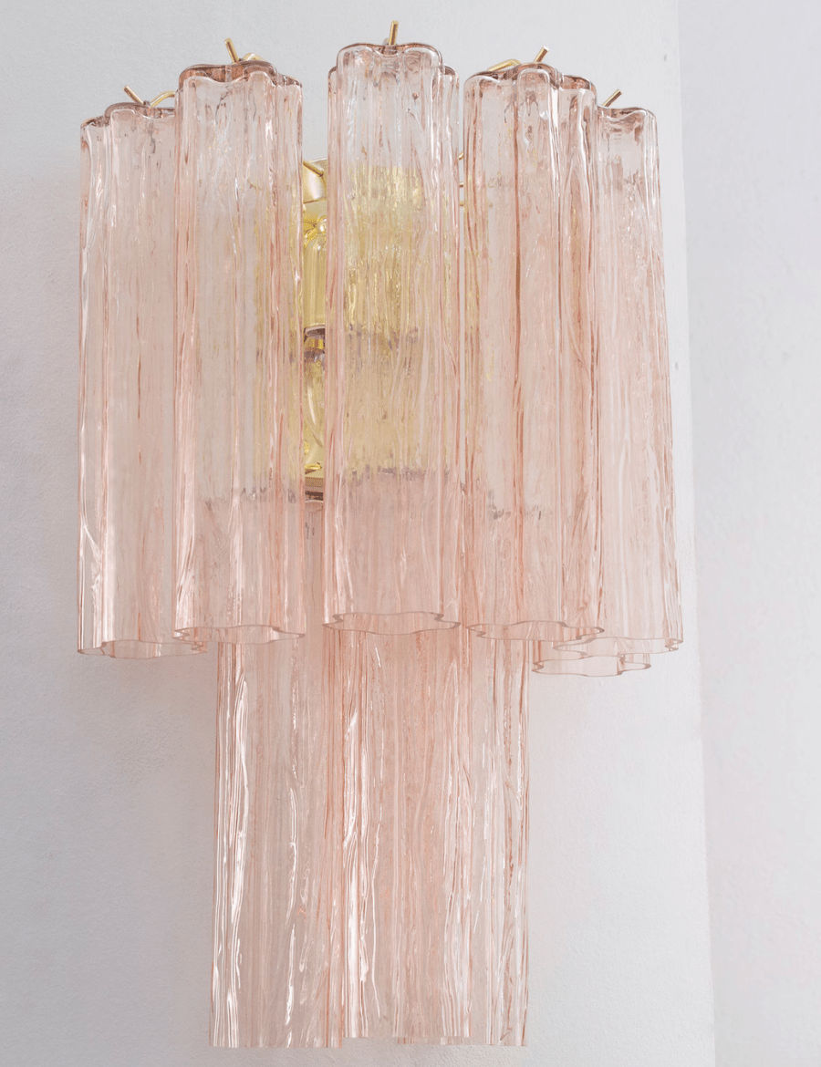 Murano Cipria Pink Tronchi Wall Sconces – Set of 2 - Bellavé Studio