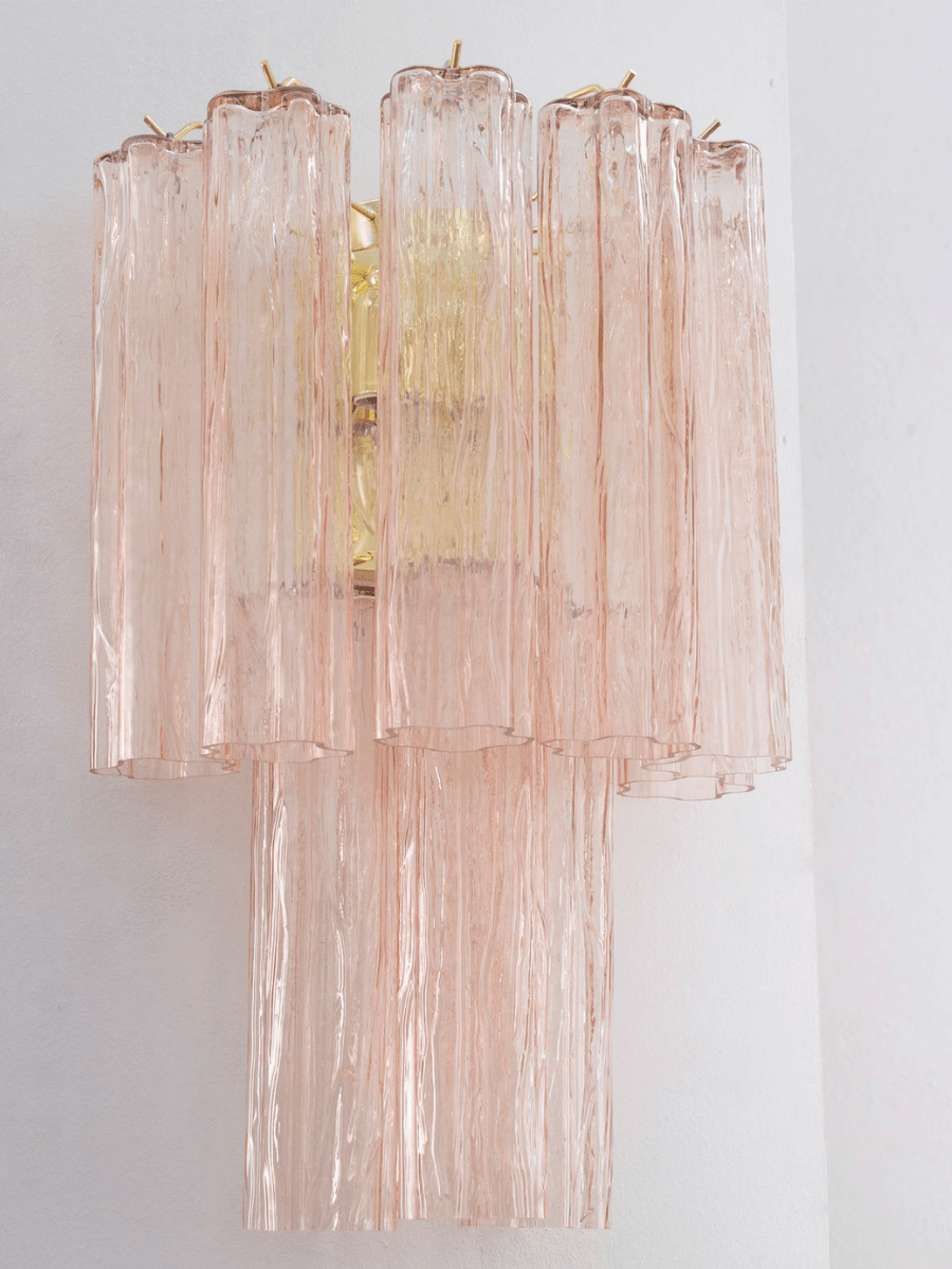 Murano Cipria Pink Tronchi Wall Sconces – Set of 2 - Bellavé Studio