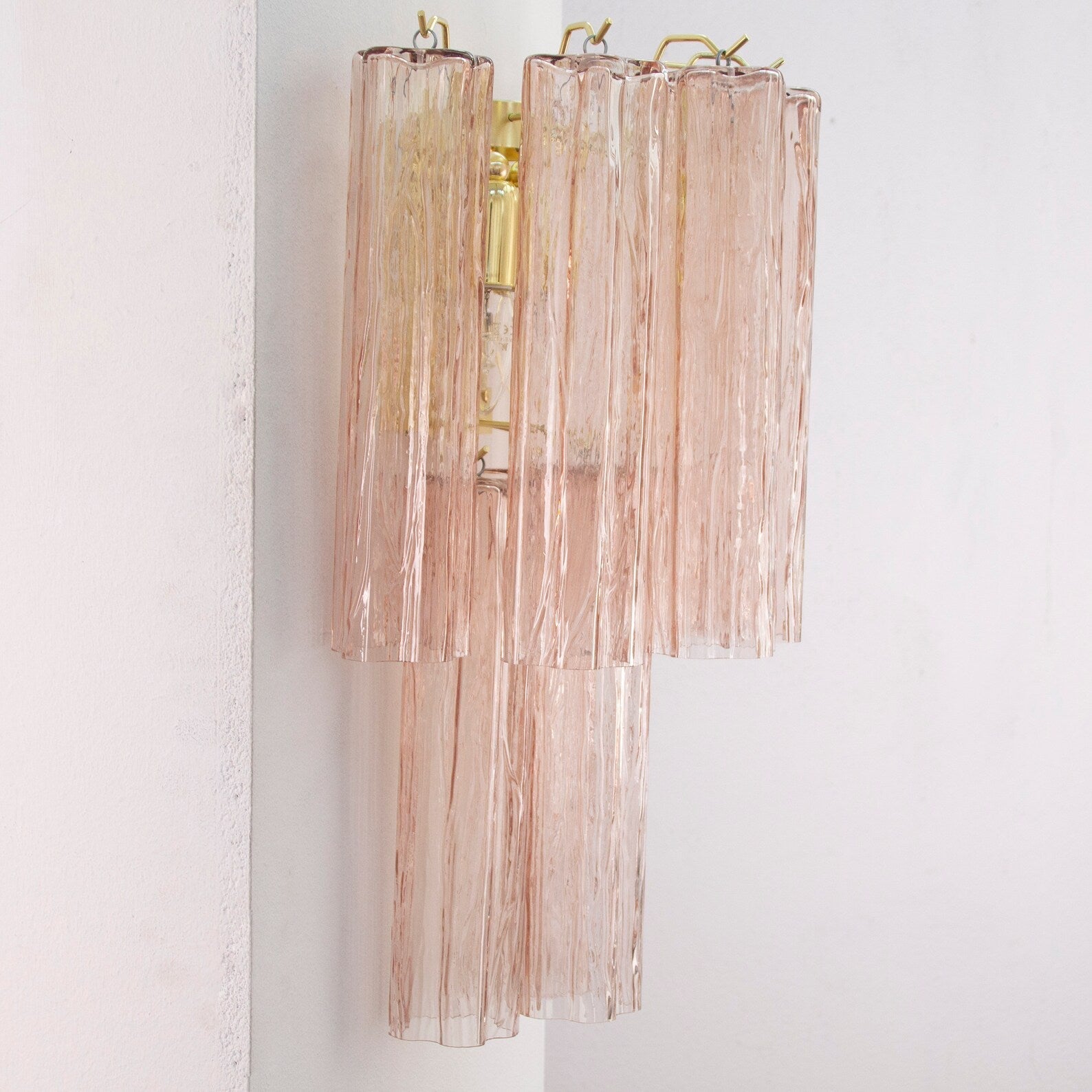 Murano Cipria Pink Tronchi Wall Sconces – Set of 2 - Bellavé Studio
