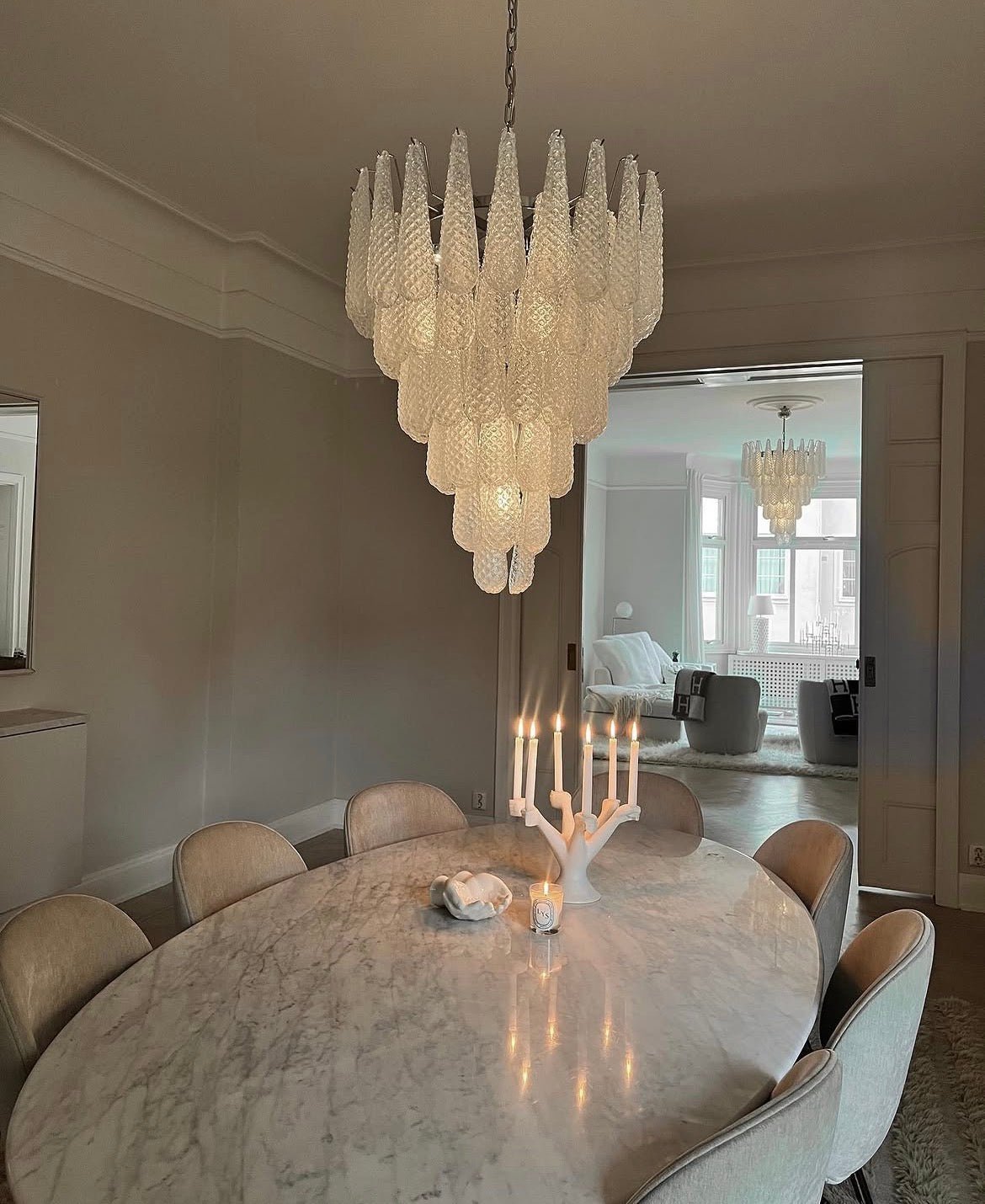 Murano Clear Drop Chandelier - 75 Drop - Bellavé Studio