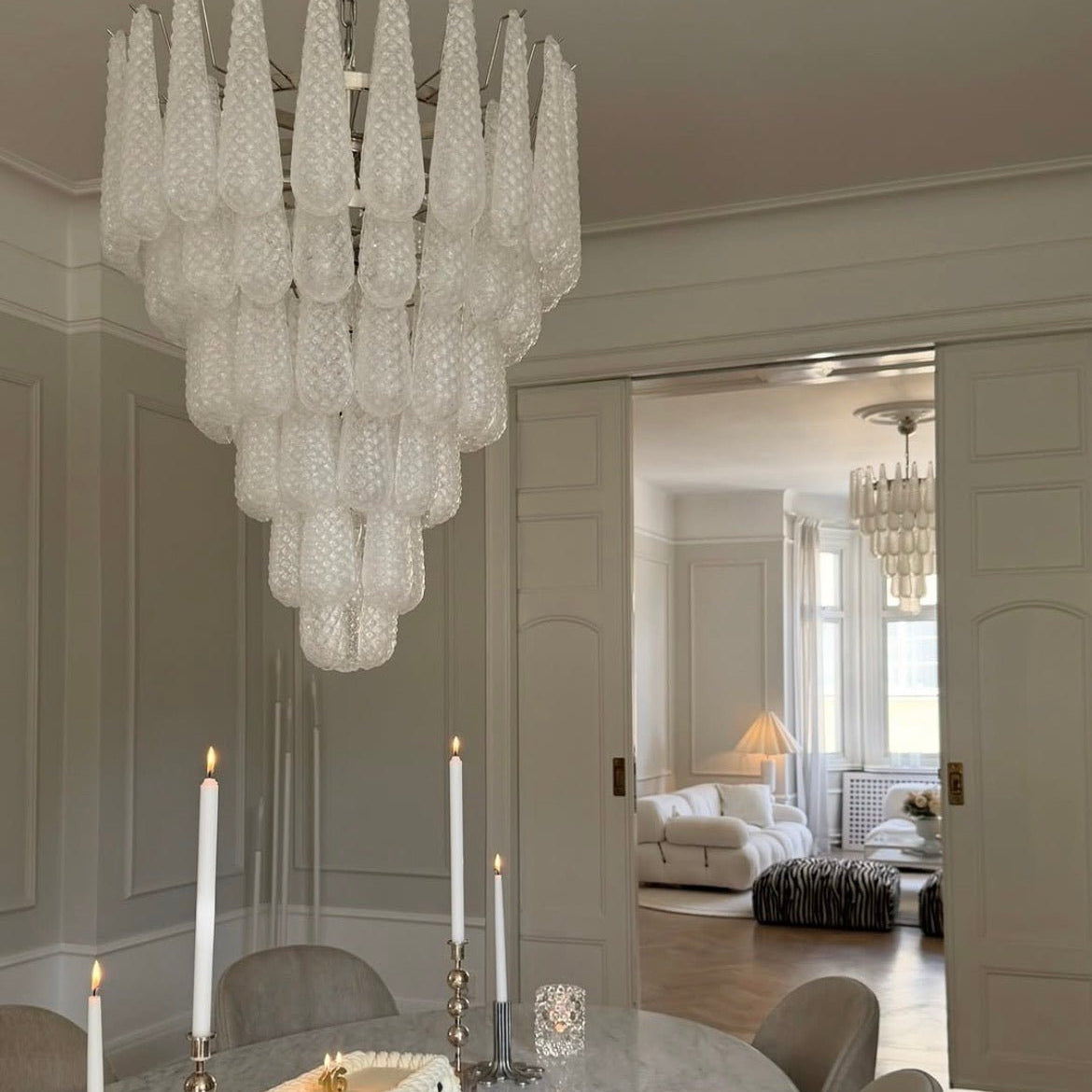 Murano Clear Drop Chandelier - 75 Drop - Bellavé Studio