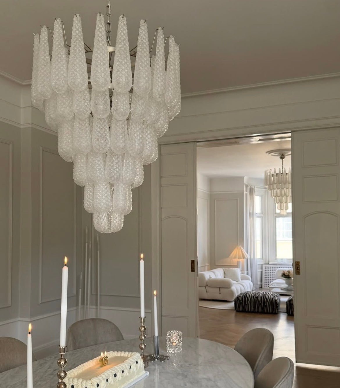 Murano Clear Drop Chandelier - 75 Drop - Bellavé Studio