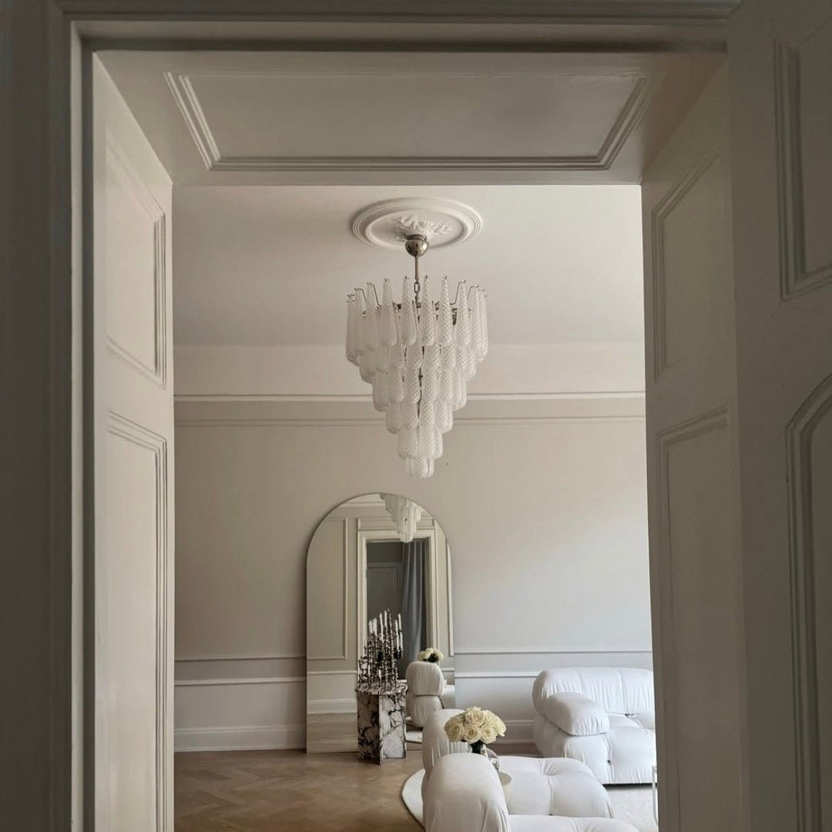 Murano Clear Drop Chandelier - 75 Drop - Bellavé Studio