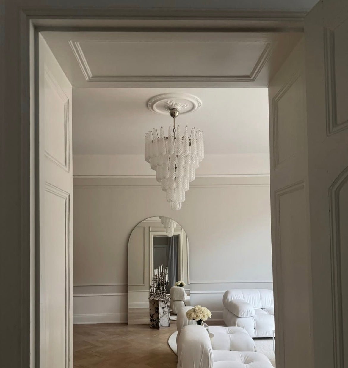 Murano Clear Drop Chandelier - 75 Drop - Bellavé Studio