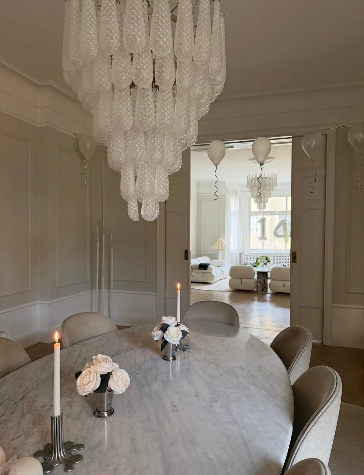 Murano Clear Drop Chandelier - 75 Drop - Bellavé Studio