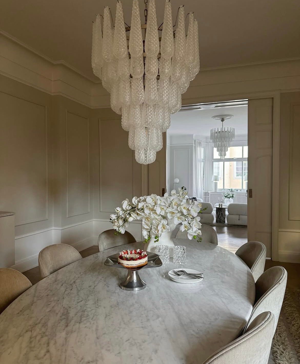 Murano Clear Drop Chandelier - 75 Drop - Bellavé Studio