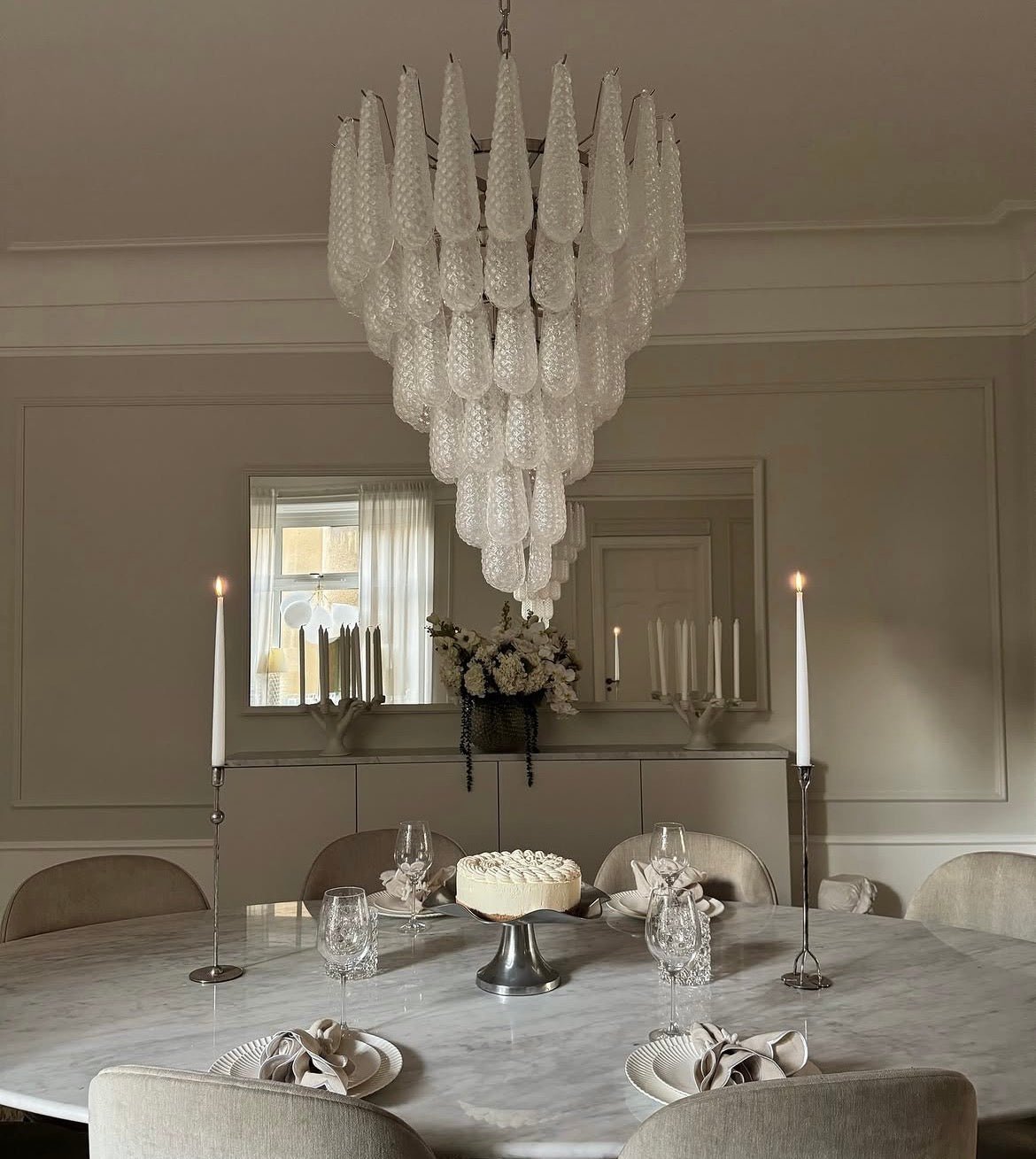 Murano Clear Drop Chandelier - 75 Drop - Bellavé Studio