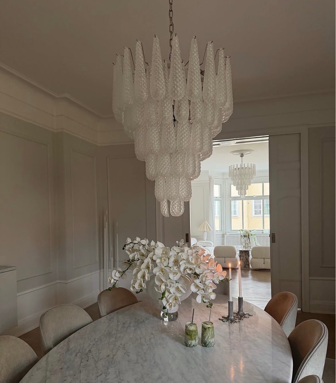 Murano Clear Drop Chandelier - 75 Drop - Bellavé Studio