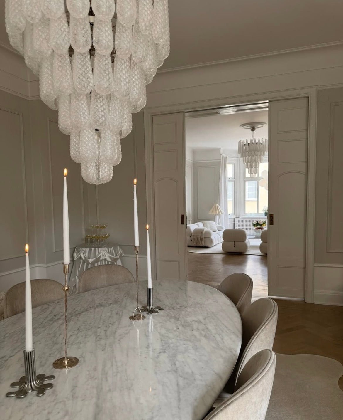 Murano Clear Drop Chandelier - 75 Drop - Bellavé Studio