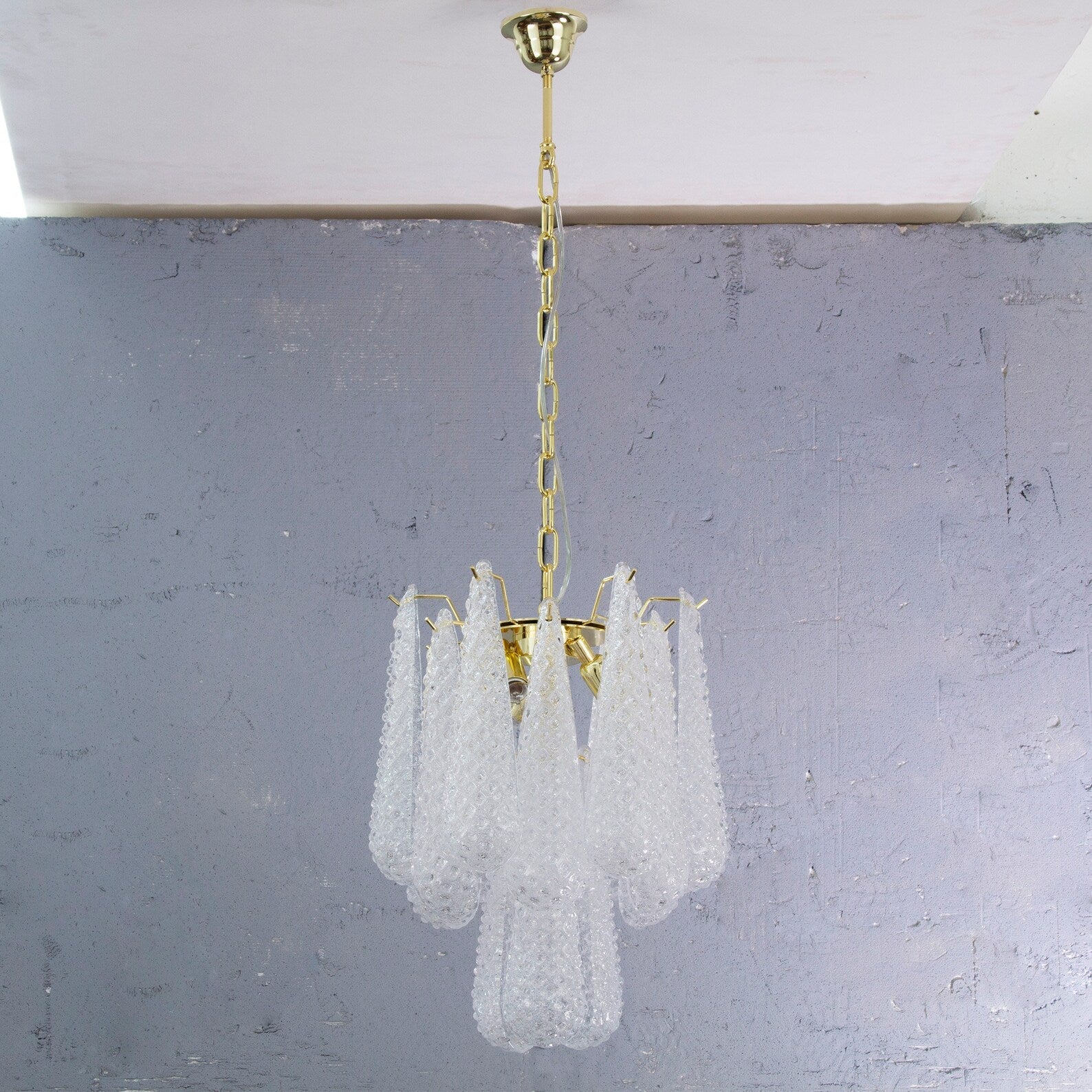 Murano Clear Drop Chandelier Ø55 - 15 Drop - Bellavé Studio