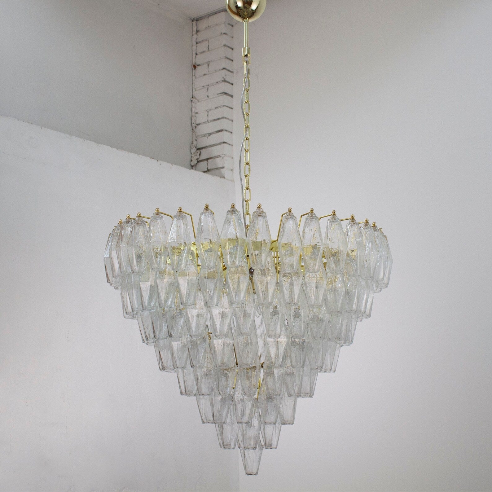Murano Clear Poliedri Chandelier Ø75 - Bellavé Studio