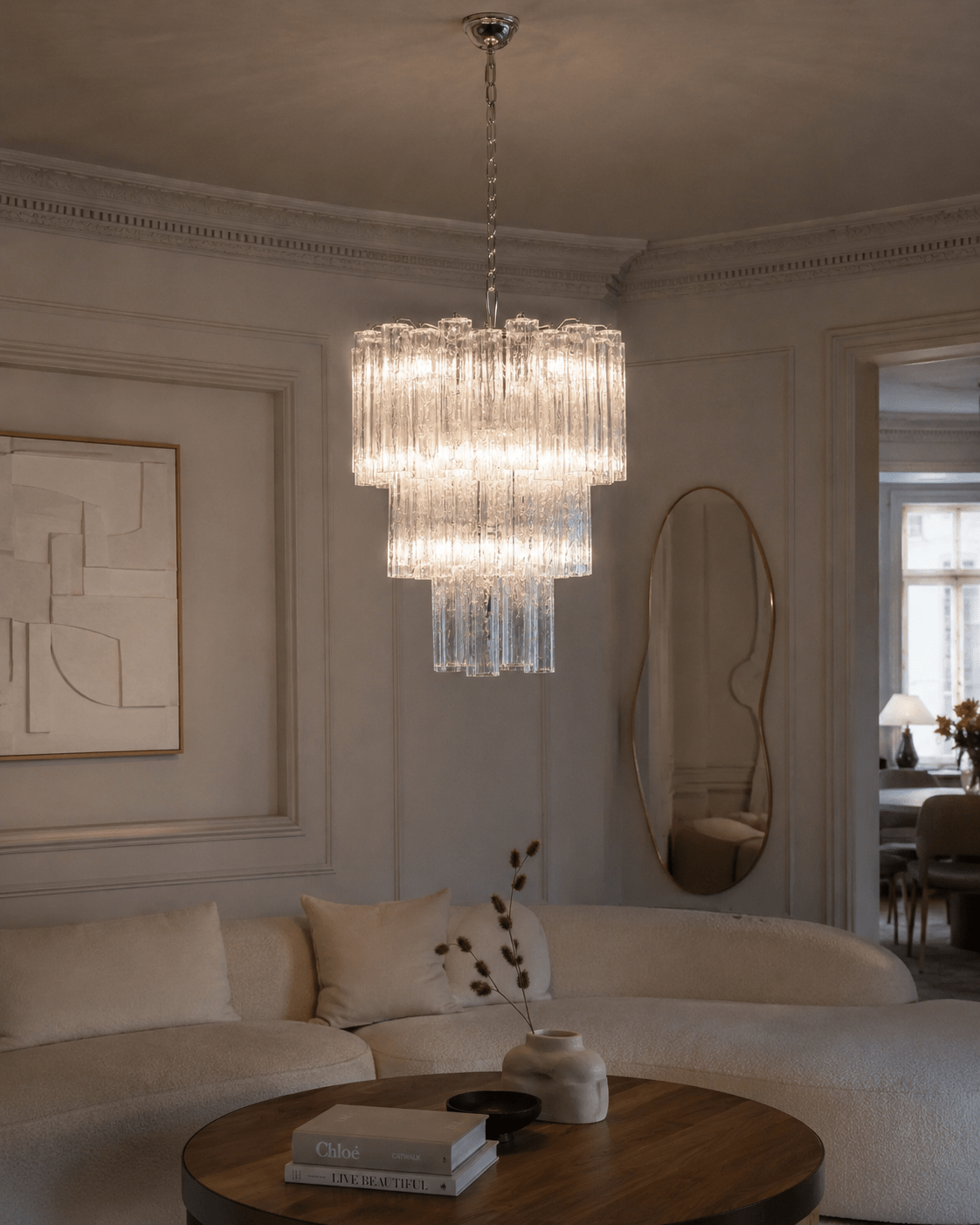 Murano Clear Tronchi Chandelier Ø65 - 48 Tubes - Bellavé Studio