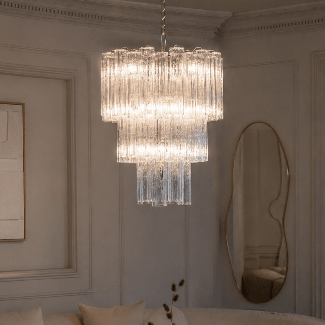 Murano Clear Tronchi Chandelier Ø65 - 48 Tubes - Bellavé Studio