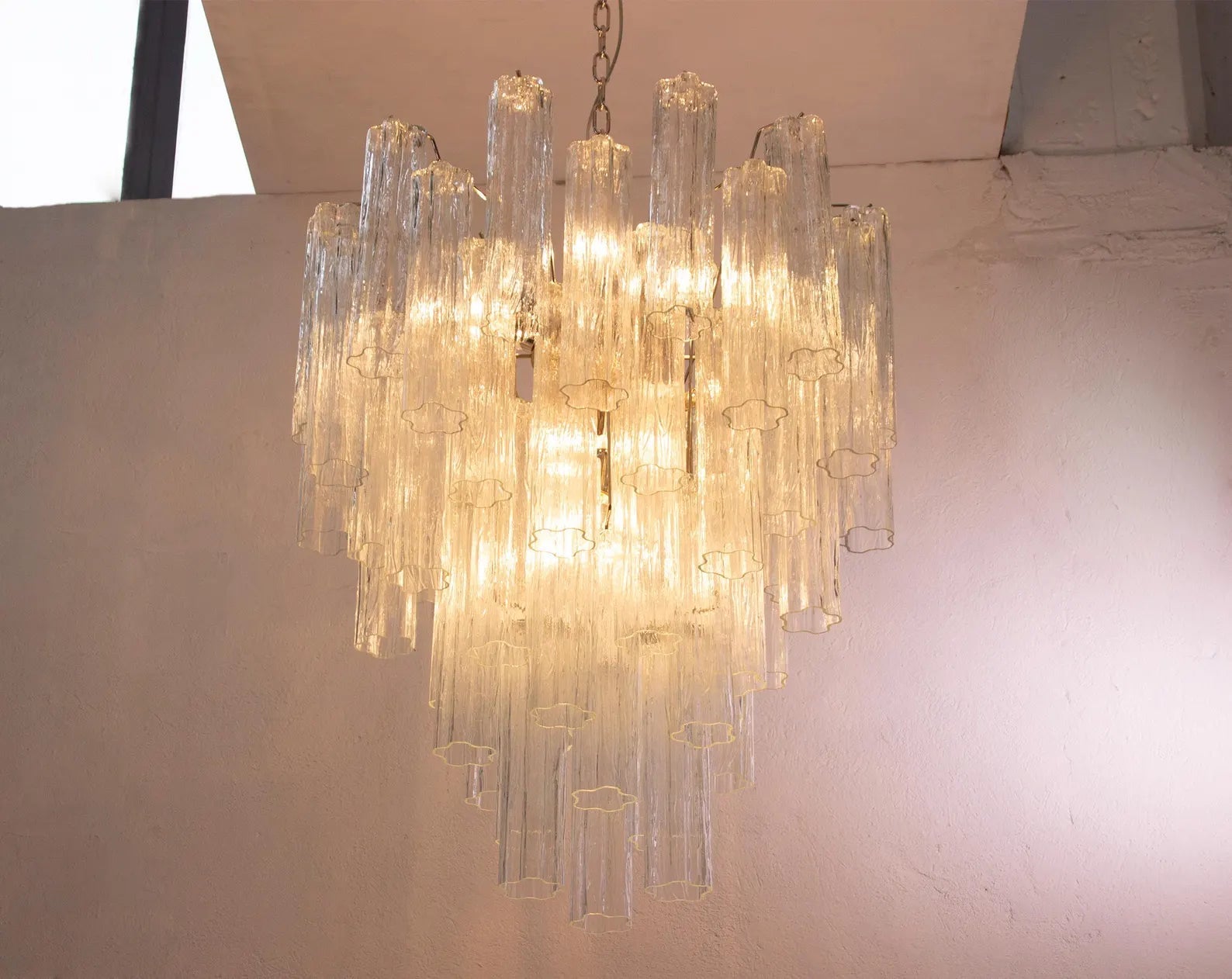 Murano Clear Tronchi Chandelier Ø70 - 56 Tubes - Bellavé Studio