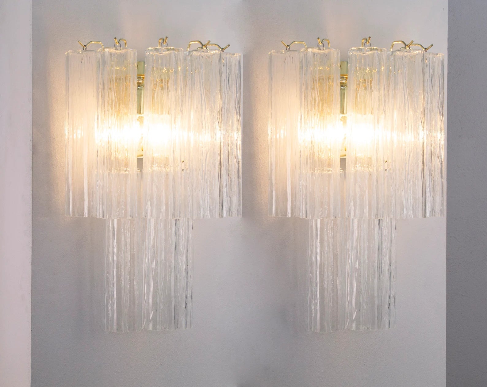 Murano Clear Tronchi Wall Sconces – Set of 2 - Bellavé Studio