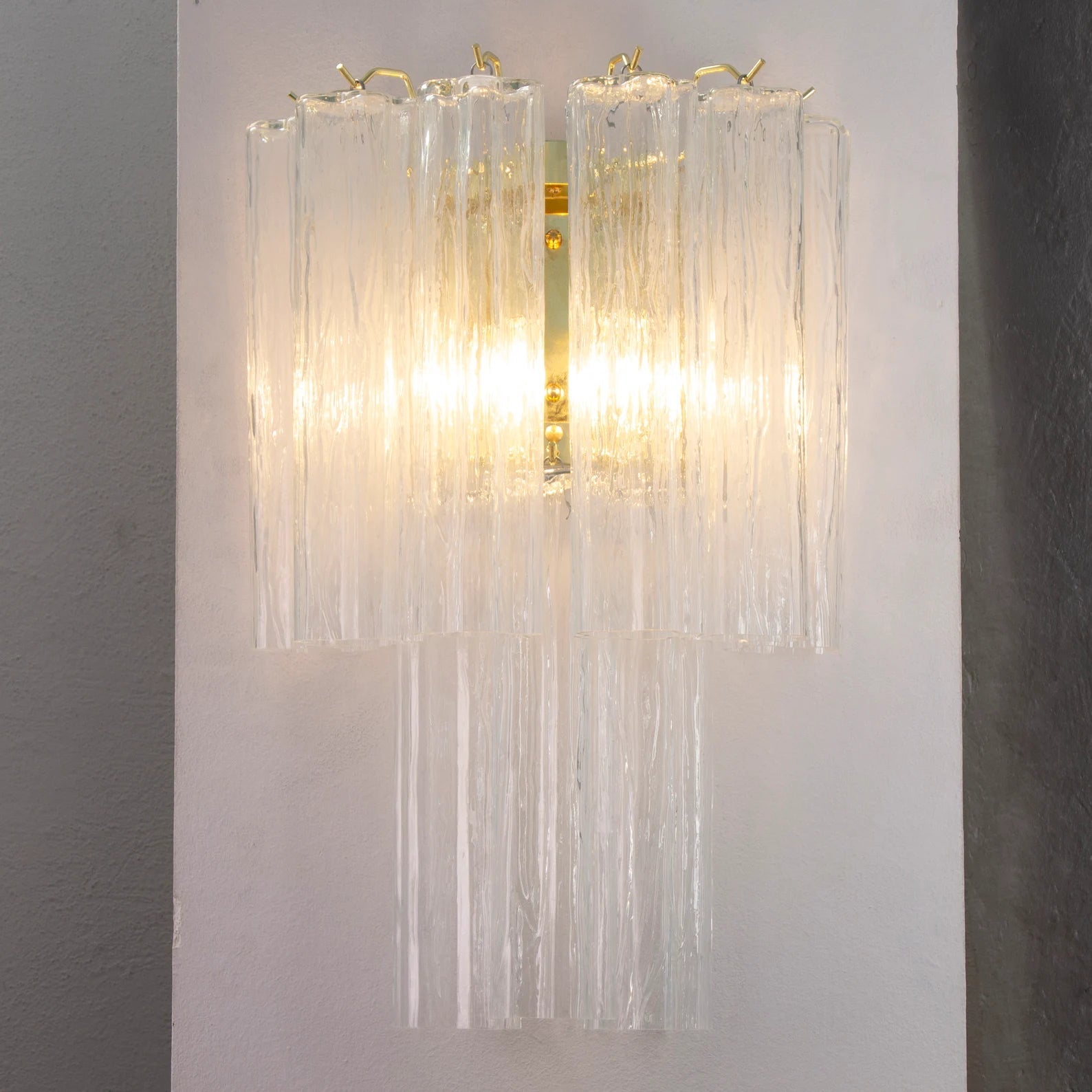 Murano Clear Tronchi Wall Sconces – Set of 2 - Bellavé Studio