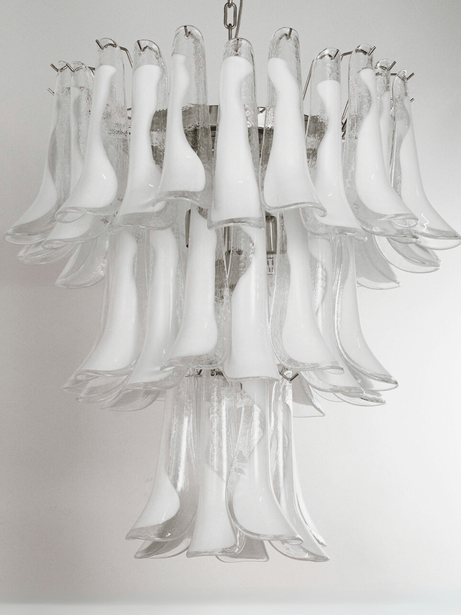 Murano Clear/White Petali Chandelier Ø75 - Bellavé Studio