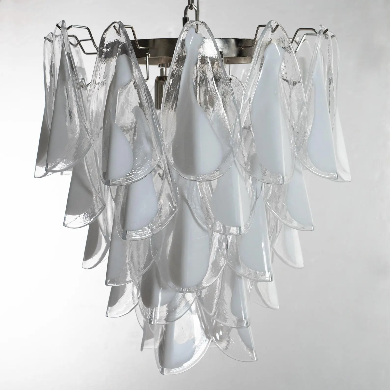 Murano Clear/White Rondini Chandelier Ø55 - 38 Glasses - Bellavé Studio