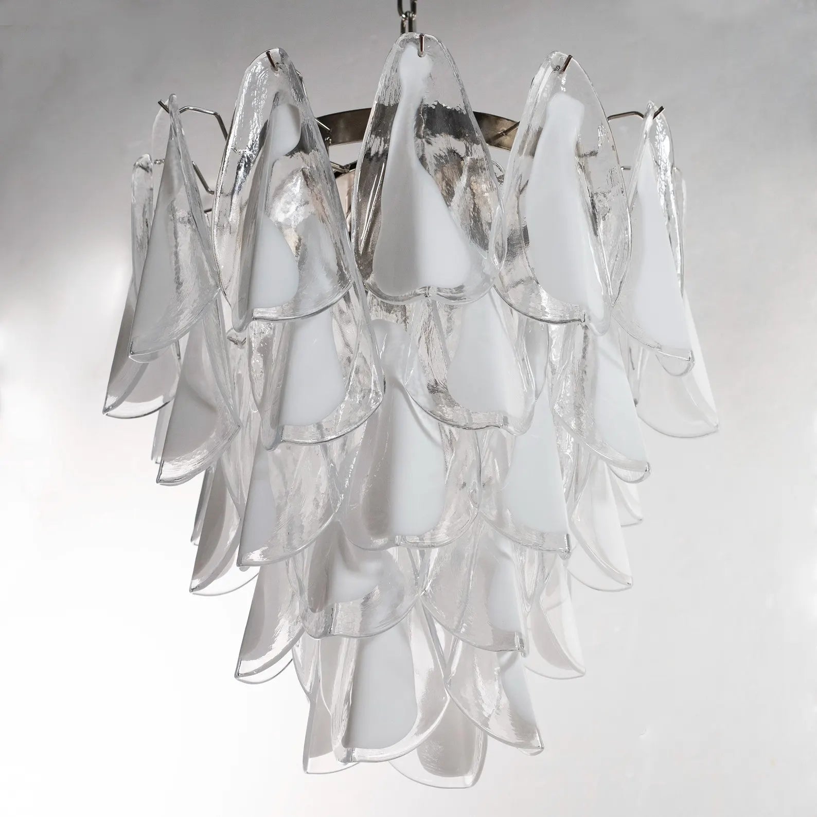 Murano Clear/White Rondini Chandelier Ø55 - 38 Glasses - Bellavé Studio