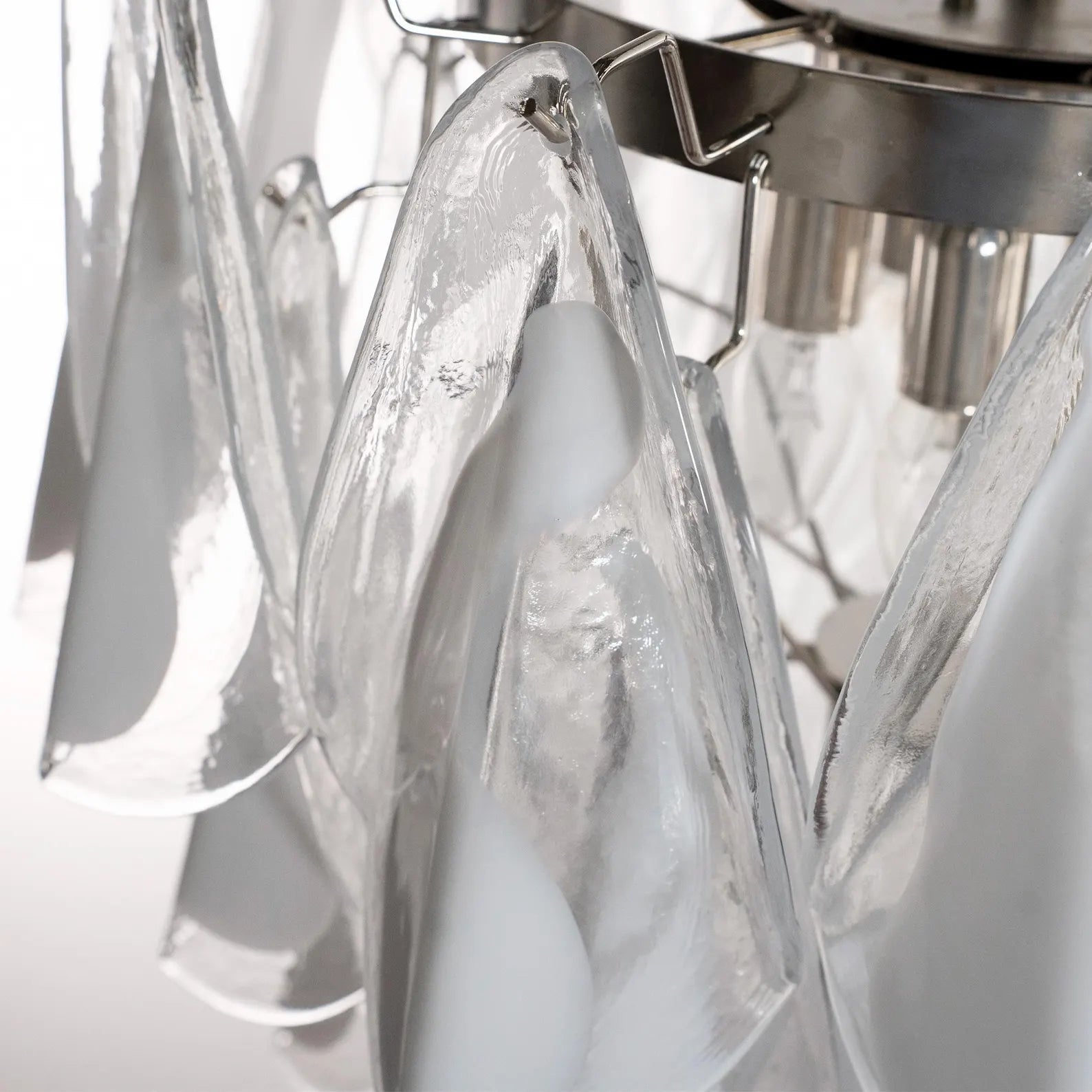 Murano Clear/White Rondini Chandelier Ø55 - 38 Glasses - Bellavé Studio