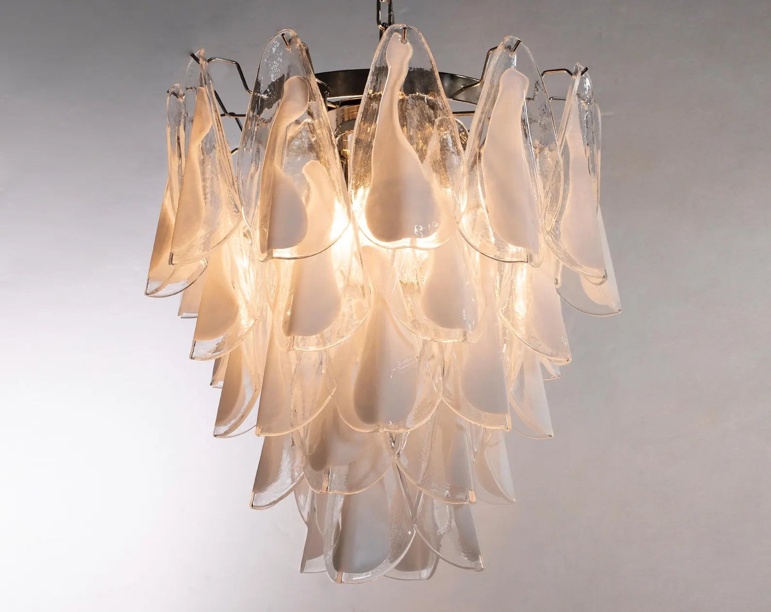 Murano Clear/White Rondini Chandelier Ø55 - 38 Glasses - Bellavé Studio