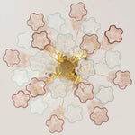 Murano Crystal and Pink Tronchi Chandelier Ø53 - 24 Tubes - Bellavé Studio