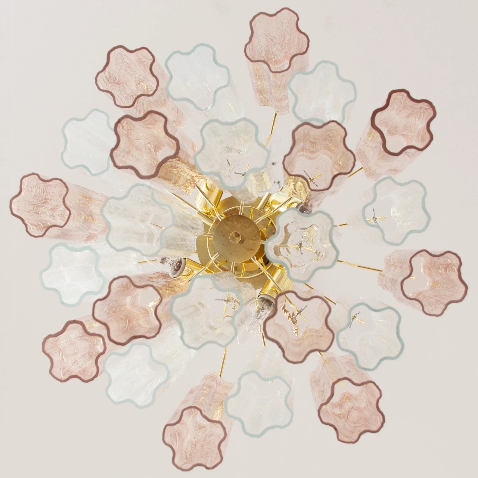 Murano Crystal and Pink Tronchi Chandelier Ø53 - 24 Tubes - Bellavé Studio