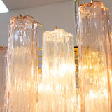 Murano Crystal and Pink Tronchi Chandelier Ø53 - 24 Tubes - Bellavé Studio