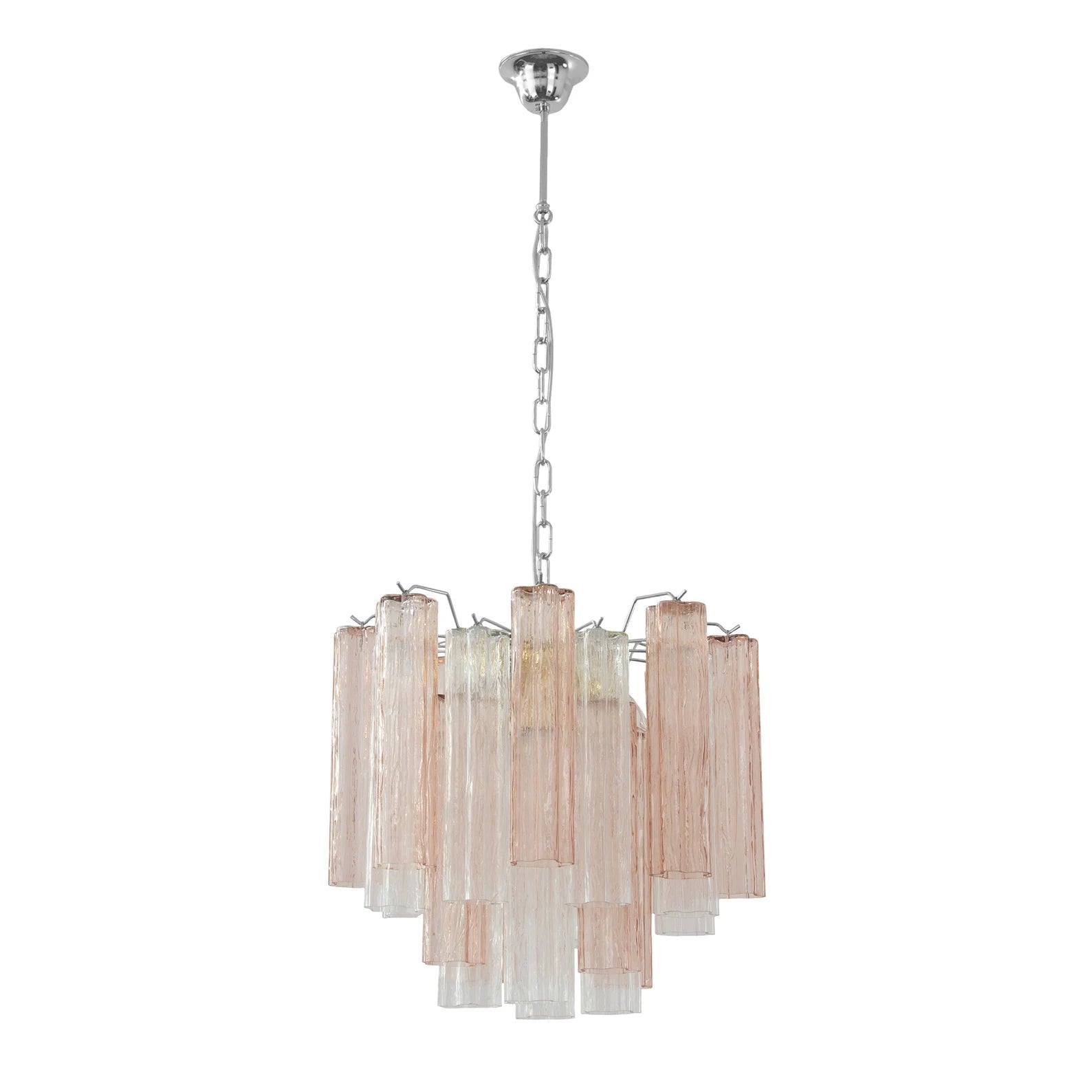 Murano Crystal and Pink Tronchi Chandelier Ø53 - 24 Tubes - Bellavé Studio