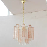 Murano Crystal and Pink Tronchi Chandelier Ø53 - 24 Tubes - Bellavé Studio