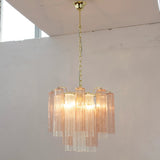 Murano Crystal and Pink Tronchi Chandelier Ø53 - 24 Tubes - Bellavé Studio