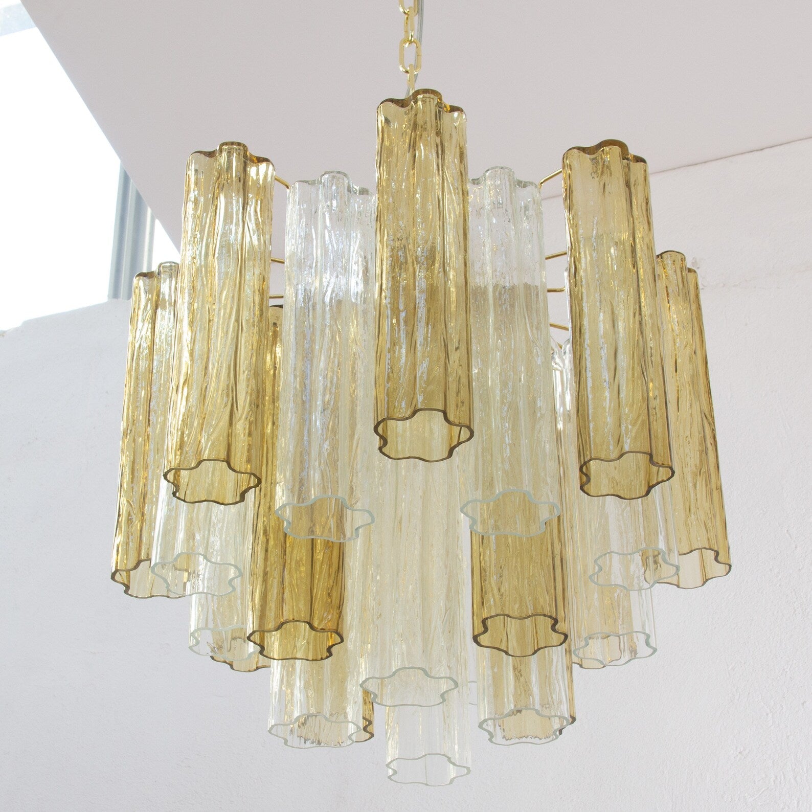 Murano Crystal and Smoke Tronchi Chandelier Ø53 - 24 Tubes - Bellavé Studio