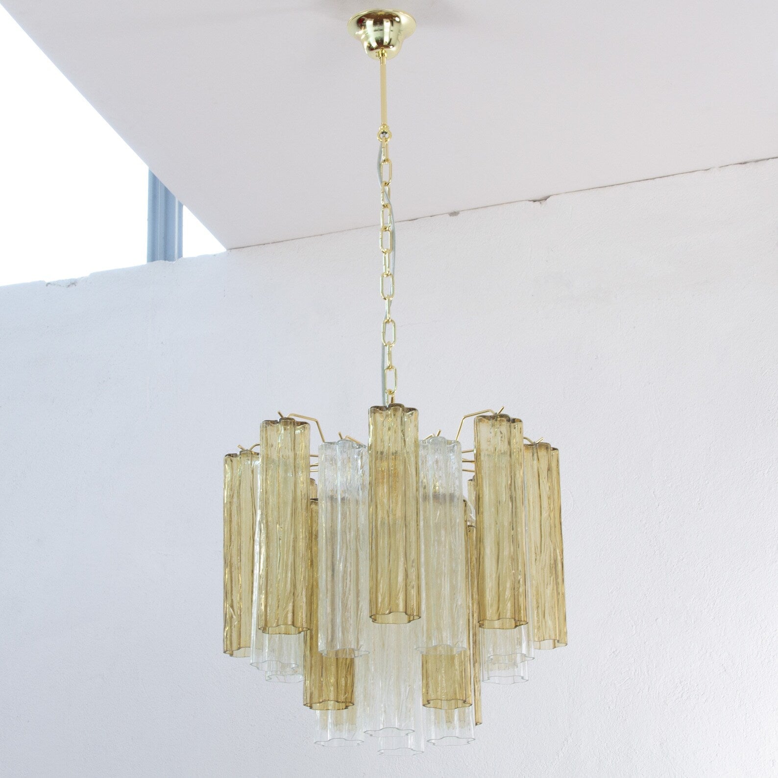 Murano Crystal and Smoke Tronchi Chandelier Ø53 - 24 Tubes - Bellavé Studio