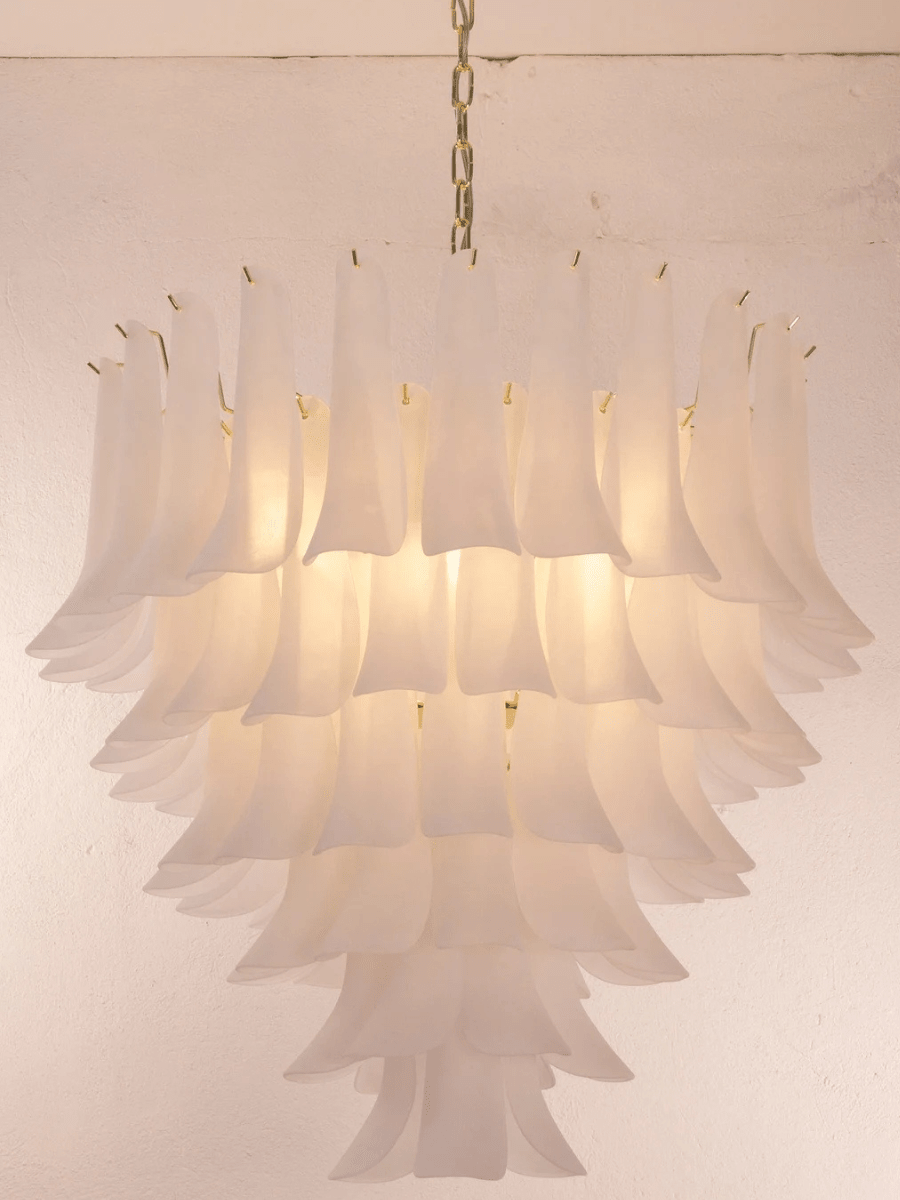 Murano Frosted White Petali Chandelier Ø80 - Bellavé Studio