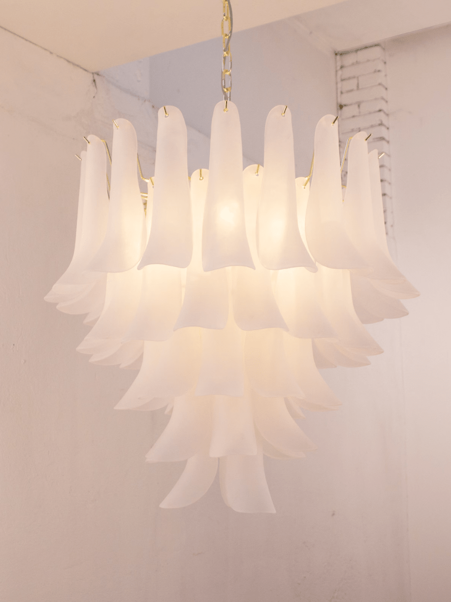 Murano Frosted White Petali Chandelier Ø80 - Bellavé Studio