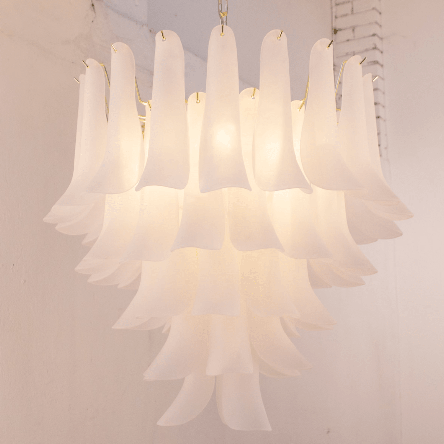 Murano Frosted White Petali Chandelier Ø80 - Bellavé Studio