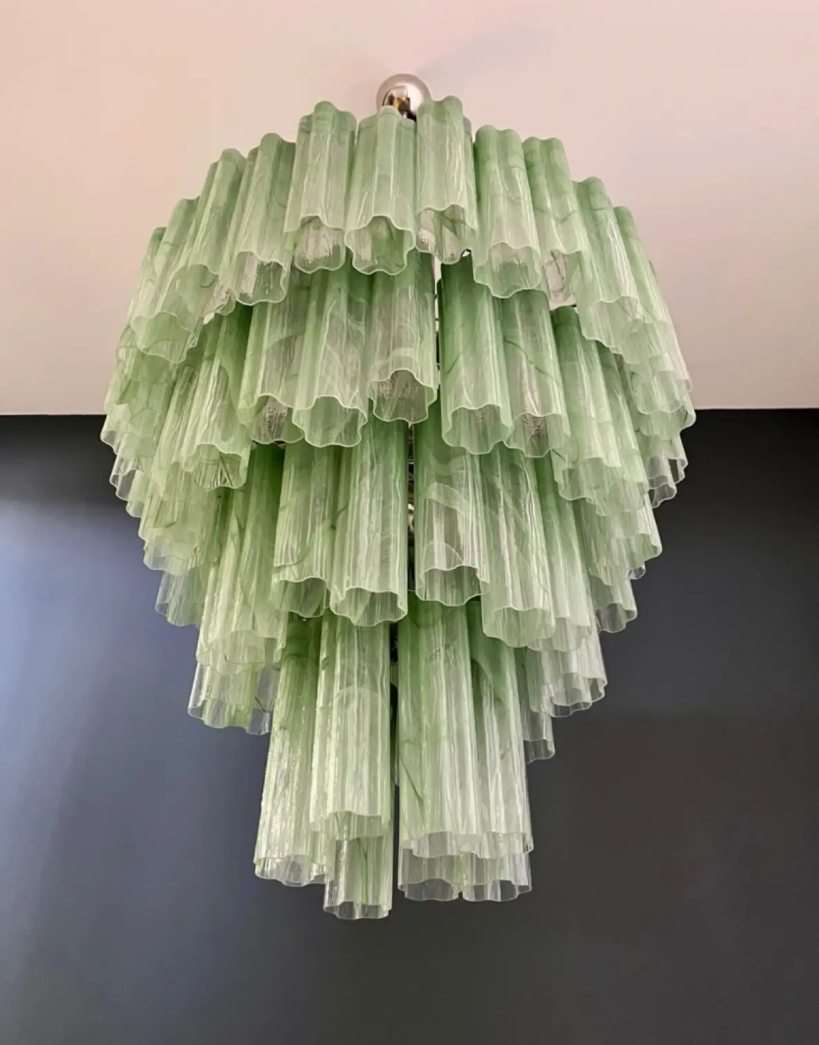 Murano Green Alabaster Tiered Chandelier Ø85 – 80 Tubes - Bellavé Studio