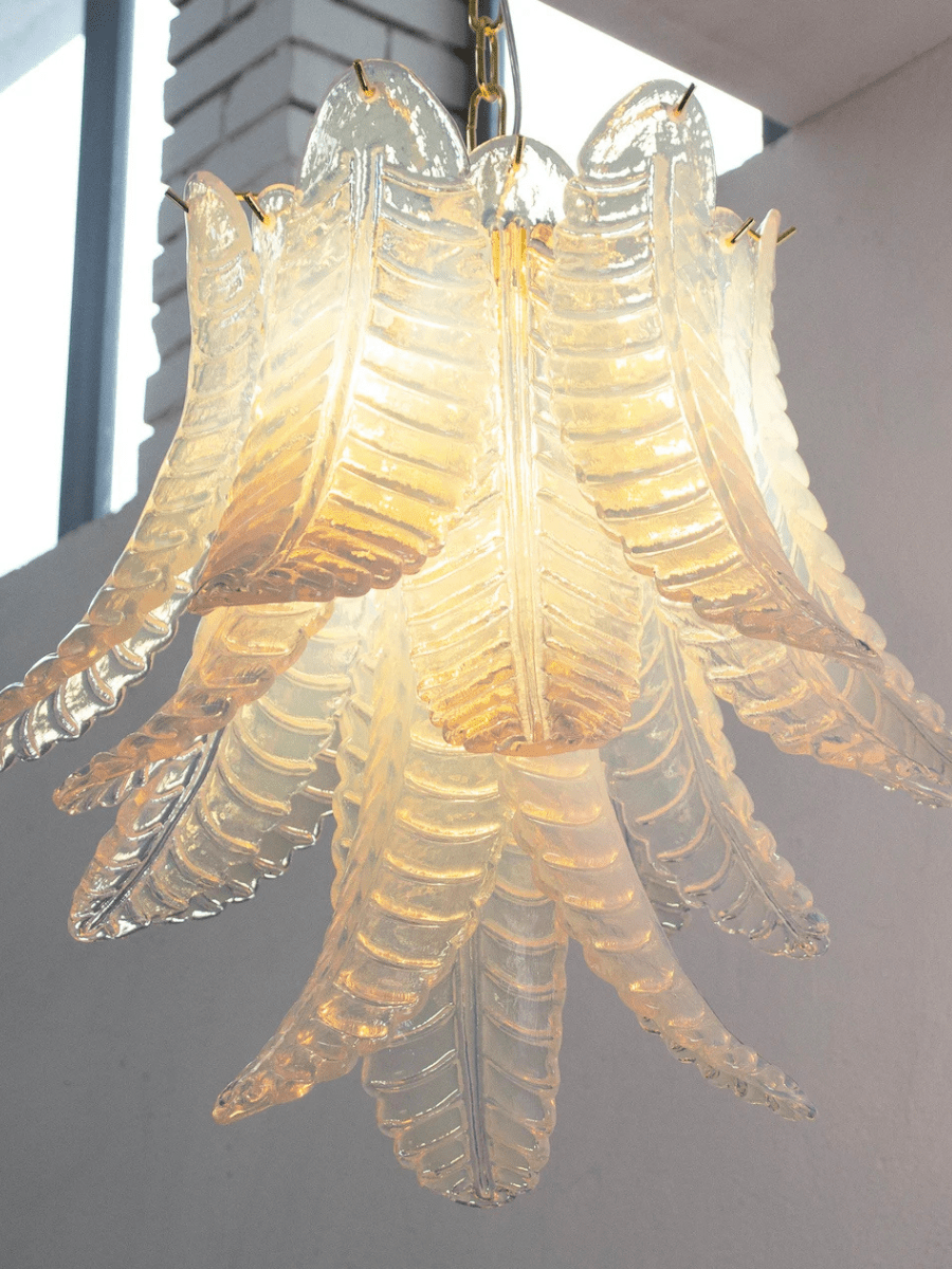 Murano Opal Foglie Chandelier Ø50 Opal - Bellavé Studio
