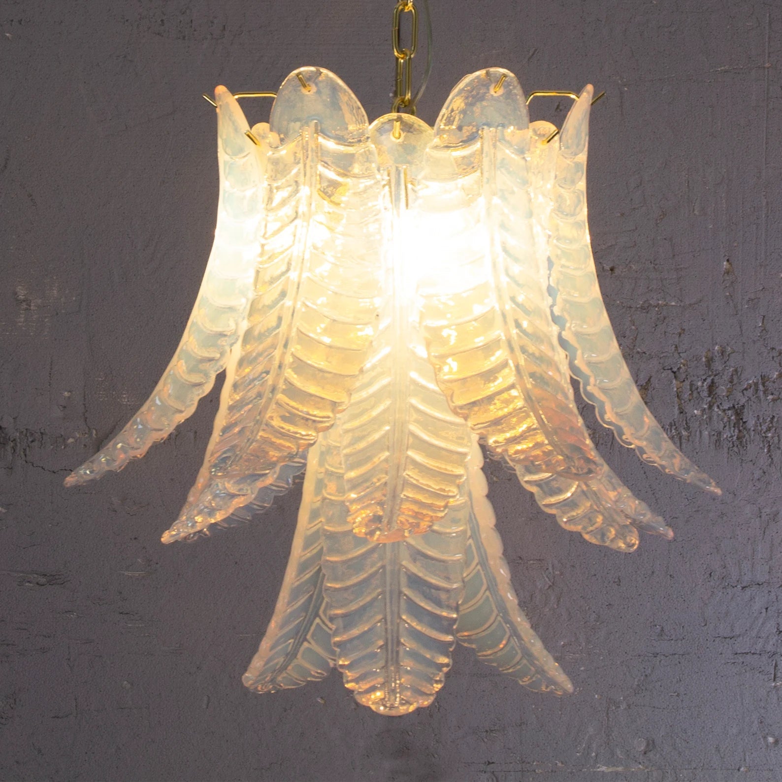 Murano Opal Foglie Chandelier Ø50 Opal - Bellavé Studio
