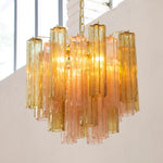 Murano Pagliesco and Cipria Pink Tronchi Chandelier Ø53 - 24 Tubes - Bellavé Studio