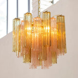 Murano Pagliesco and Cipria Pink Tronchi Chandelier Ø53 - 24 Tubes - Bellavé Studio