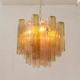 Murano Pagliesco and Cipria Pink Tronchi Chandelier Ø53 - 24 Tubes - Bellavé Studio