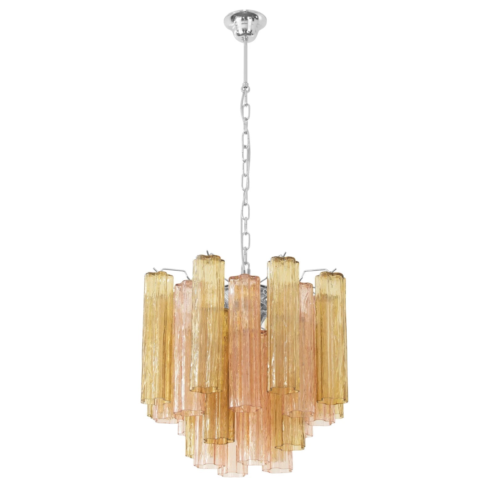 Murano Pagliesco and Cipria Pink Tronchi Chandelier Ø53 - 24 Tubes - Bellavé Studio
