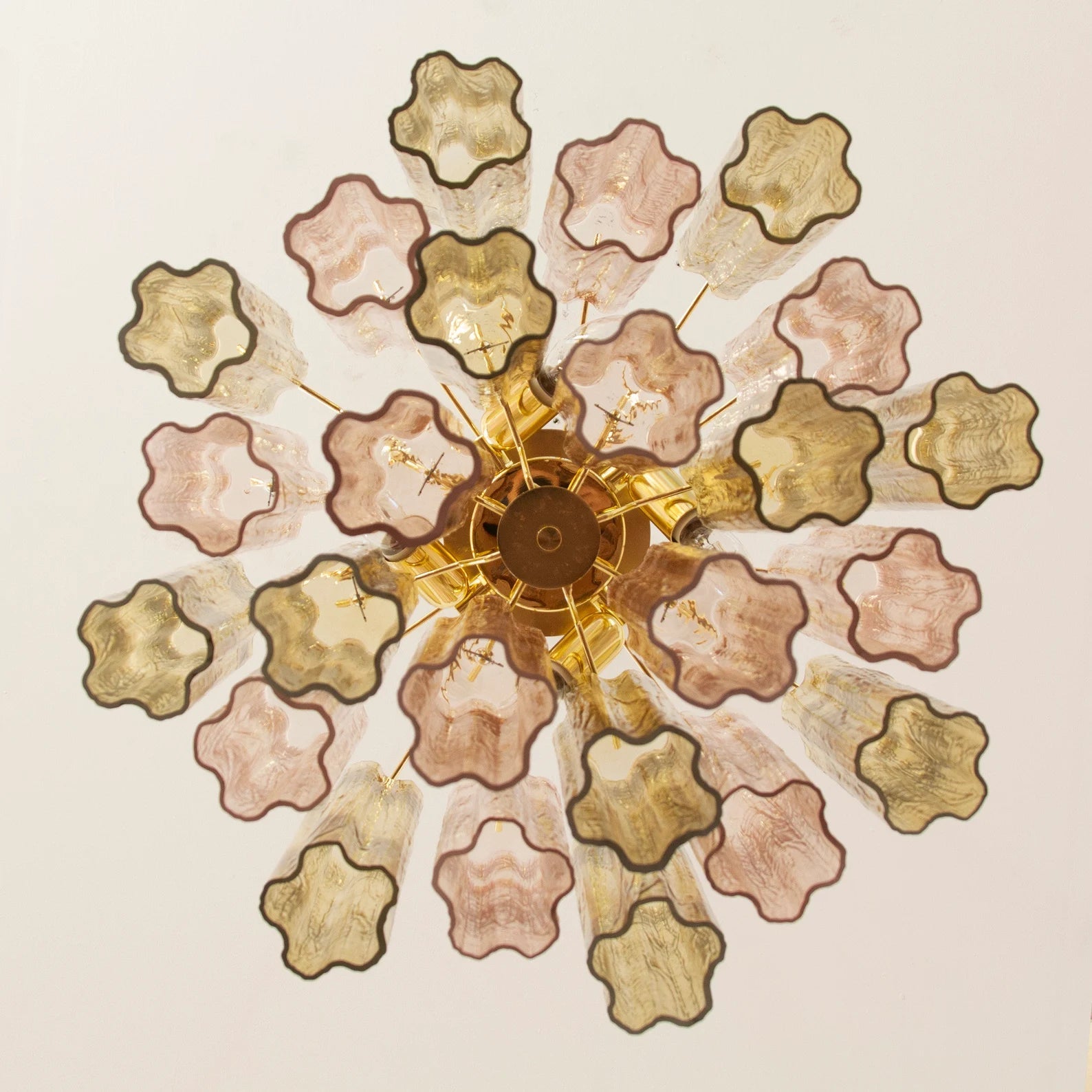 Murano Pagliesco and Cipria Pink Tronchi Chandelier Ø53 - 24 Tubes - Bellavé Studio