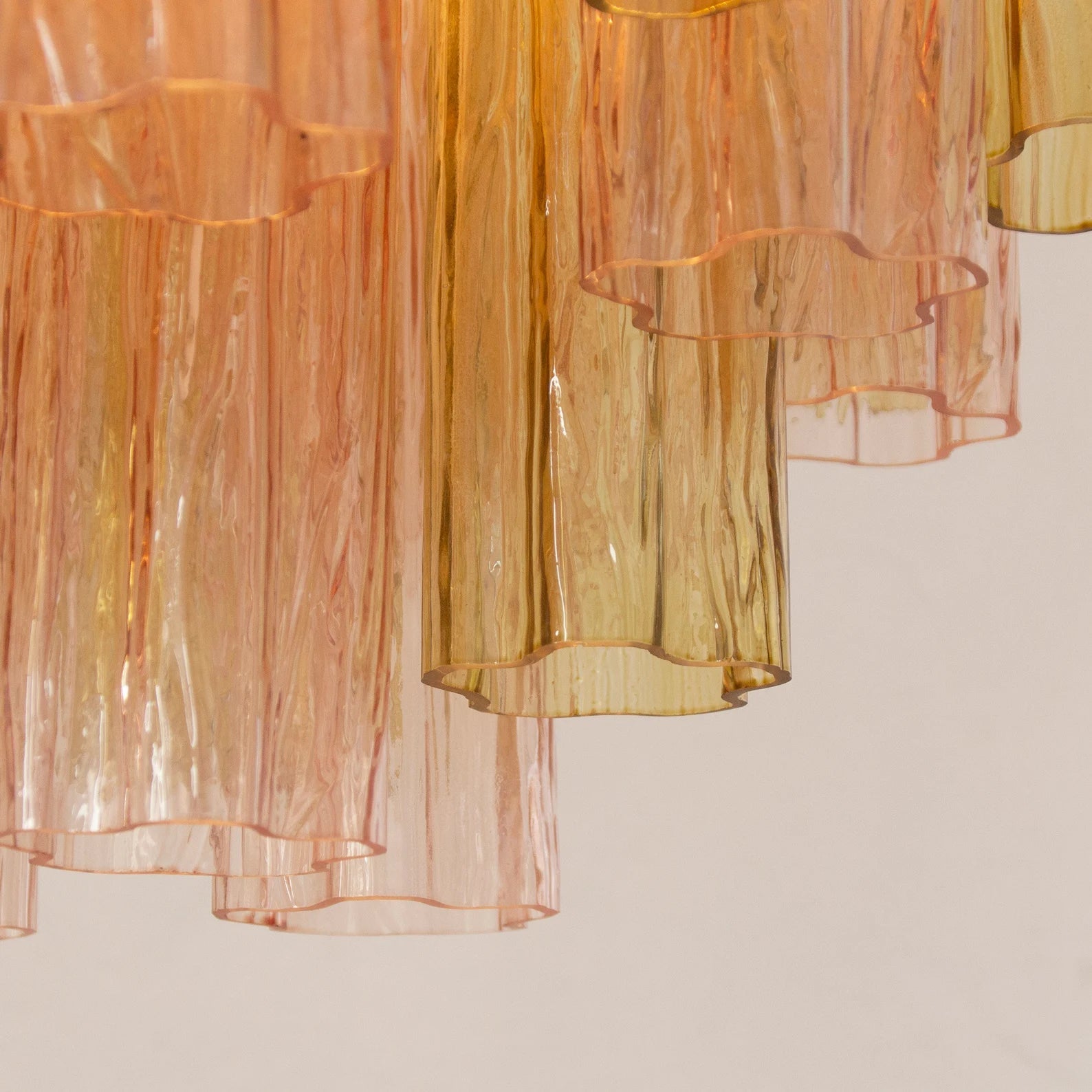 Murano Pagliesco and Cipria Pink Tronchi Chandelier Ø53 - 24 Tubes - Bellavé Studio