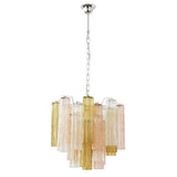 Murano Pagliesco, Clear and Cipria Pink Tronchi Chandelier Ø53 - 24 Tubes - Bellavé Studio