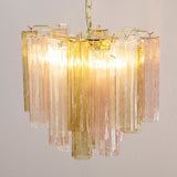 Murano Pagliesco, Clear and Cipria Pink Tronchi Chandelier Ø53 - 24 Tubes - Bellavé Studio