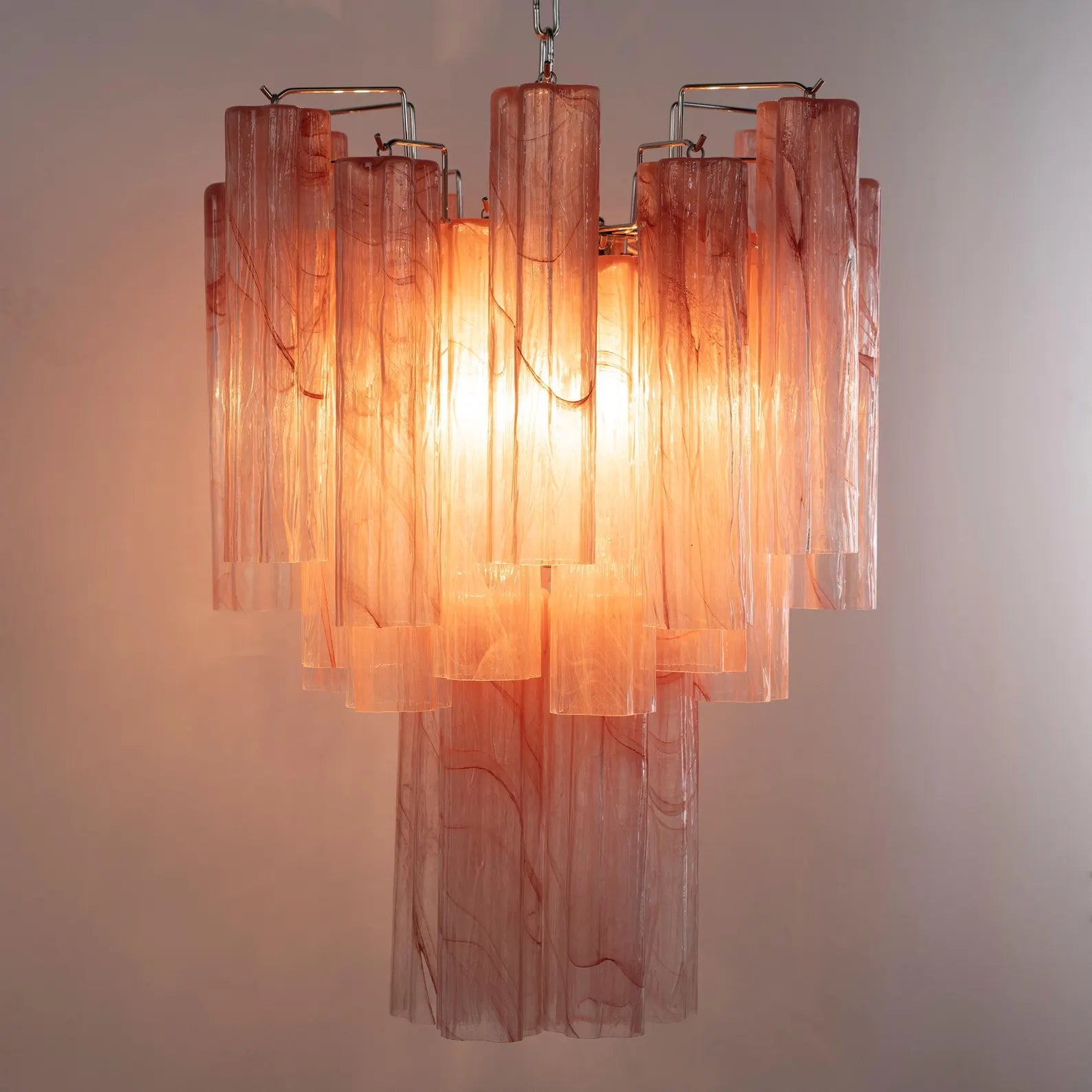 Murano Pink Alabaster Tronchi Chandelier Ø36 - 15 Tubes - Bellavé Studio