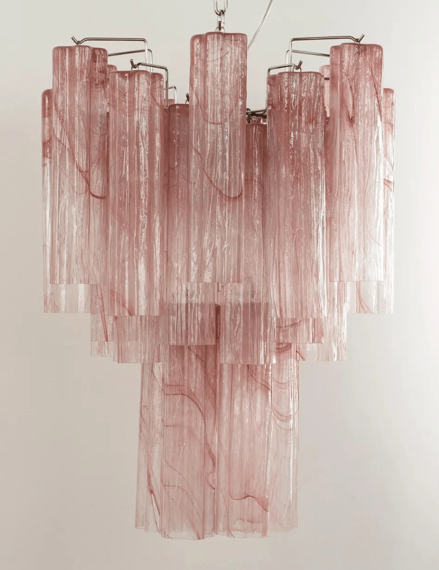 Murano Pink Alabaster Tronchi Chandelier Ø36 - 15 Tubes - Bellavé Studio